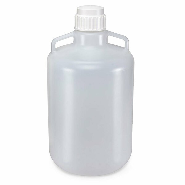 Globe Scientific Carboy, Round with Handles, HDPE, White PP Screwcap, 20 Liter, Molded Graduations 7340020